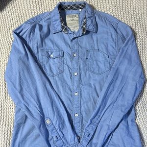 Guess Men’s Long Sleeve Dress Shirt Blue Large